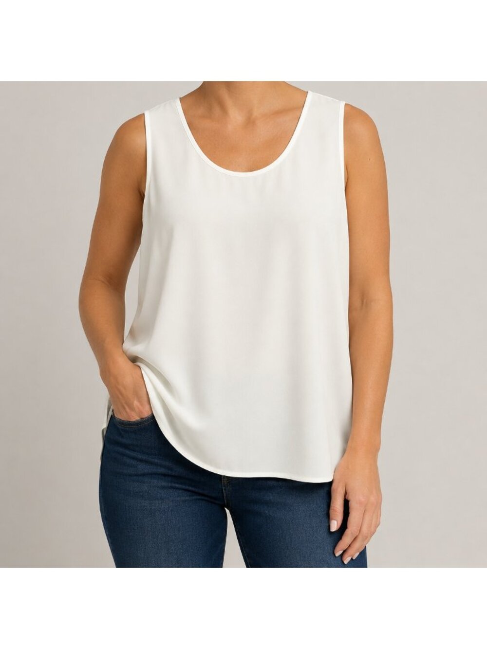NEW Joan Rivers White Stretch Tank Top - Size Large
